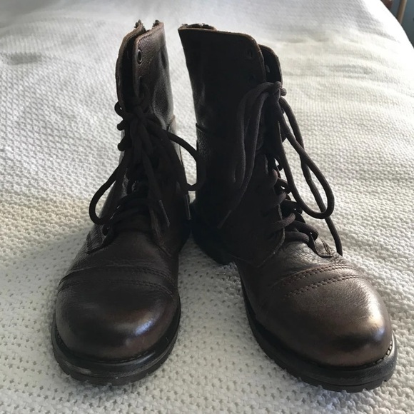 Urban Outfitters Shoes - Urban Outfitters Brown Faux Leather Combat Boots